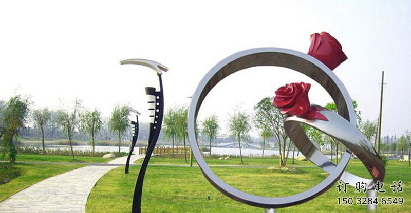 烤漆指環雕塑廠家 街頭小品 戶外不銹鋼指環雕塑
