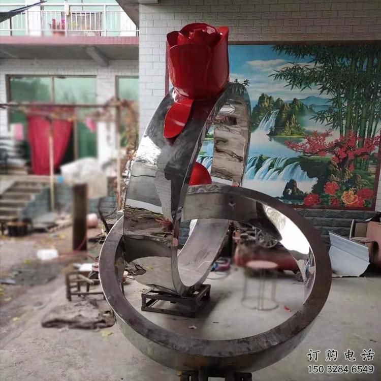 大型指環(huán)雕塑廠家 鍛造小品 庭院不銹鋼指環(huán)雕塑