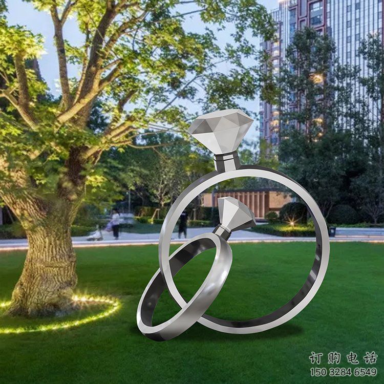 大門口戒指雕塑廠家 公園小品 仿真不銹鋼戒指雕塑