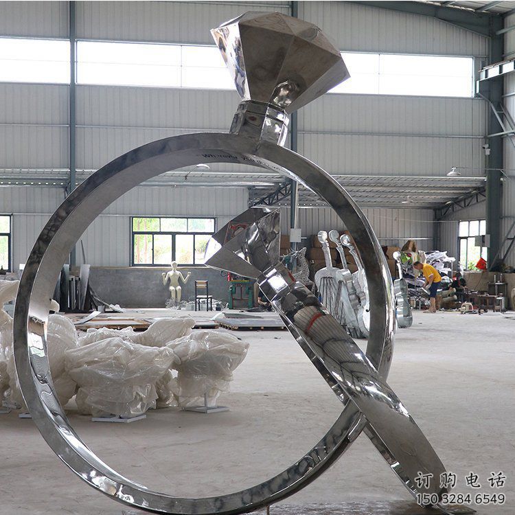 烤漆戒指雕塑廠家 公園小品 戶外不銹鋼戒指雕塑