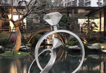 酒店戒指雕塑廠家 戶外小品 創意不銹鋼戒指雕塑