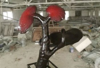 烤漆靈芝雕塑廠家 廣場(chǎng)小品 戶外不銹鋼靈芝雕塑