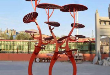 現(xiàn)代靈芝雕塑廠家 大型別墅區(qū)擺件 烤漆不銹鋼靈芝雕塑