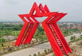村口五角星雕塑廠家 現代烤漆擺件 廣場不銹鋼五角星雕塑