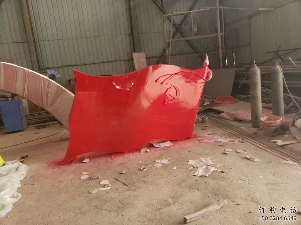 現代國旗雕塑廠家 大型別墅區(qū)擺件 博物館不銹鋼國旗雕塑