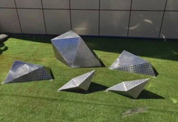 噴漆石頭雕塑廠家 中式村口小品 創意不銹鋼石頭雕塑