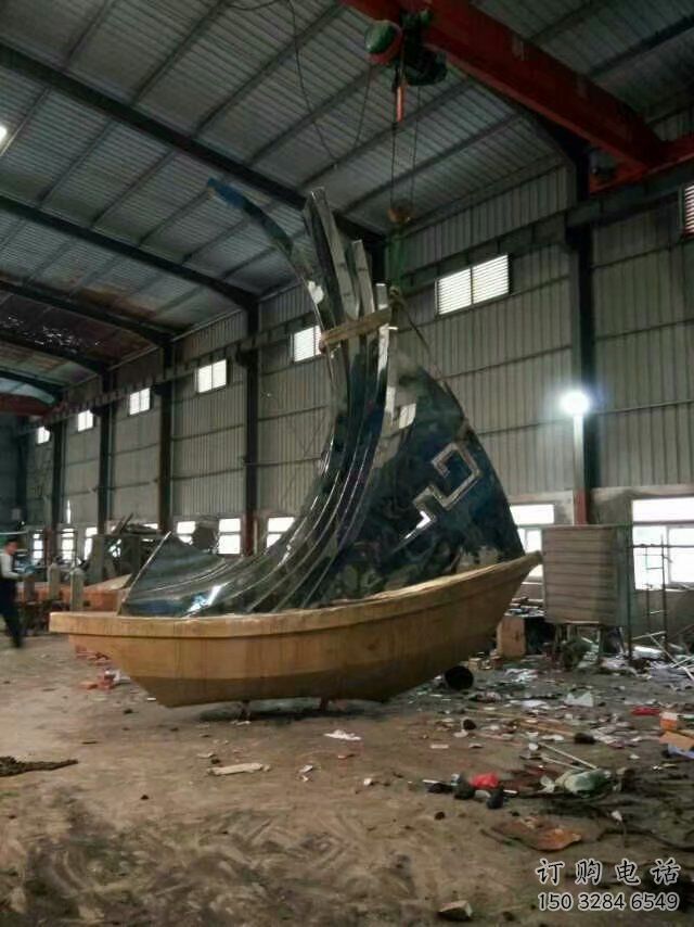 房地產(chǎn)帆船雕塑廠家 公園擺件 鍛造不銹鋼帆船雕塑