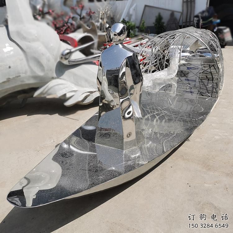 幾何船雕塑廠家 創意小品 大門口不銹鋼船雕塑生產