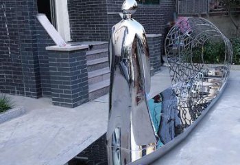 街道船雕塑廠家 現代擺件 鏡面不銹鋼船雕塑生產