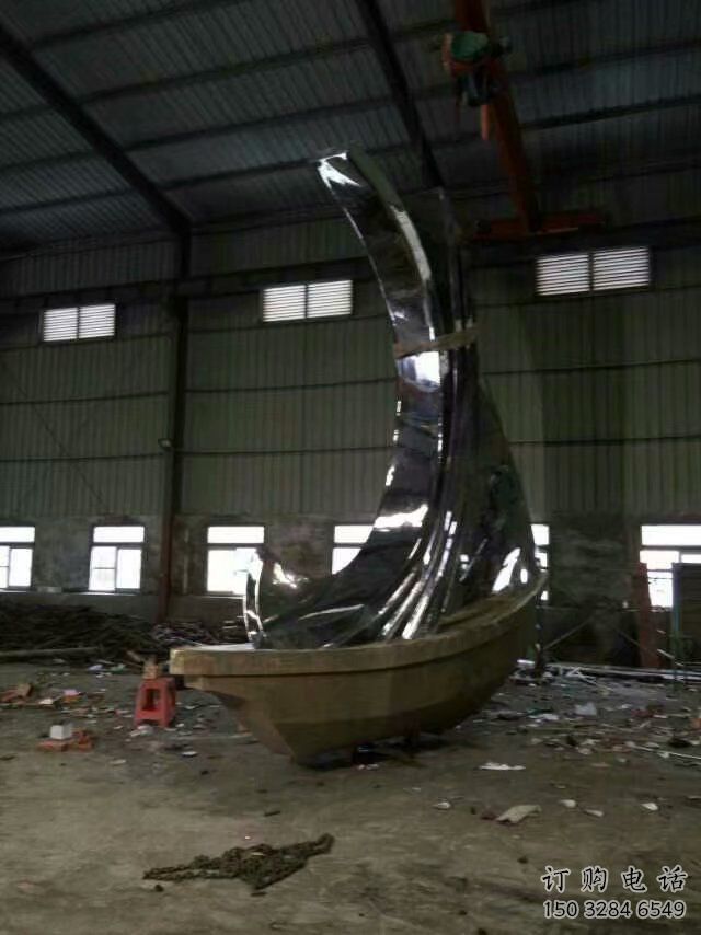 現代一帆風順雕塑廠家 大型別墅區不銹鋼擺件 