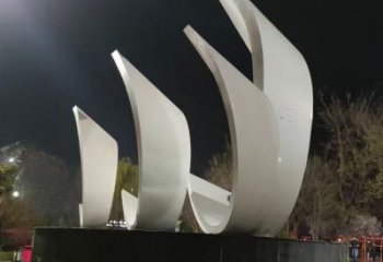 幾何小船雕塑廠家 創(chuàng)意小品 大門口不銹鋼小船雕塑