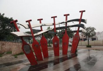 公園龍舟雕塑廠家 戶外擺件 大型不銹鋼龍舟雕塑生產