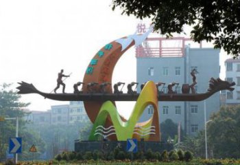歐式劃船雕塑廠家 抽象廣場擺件 體育場仿古劃船雕塑生產(chǎn)