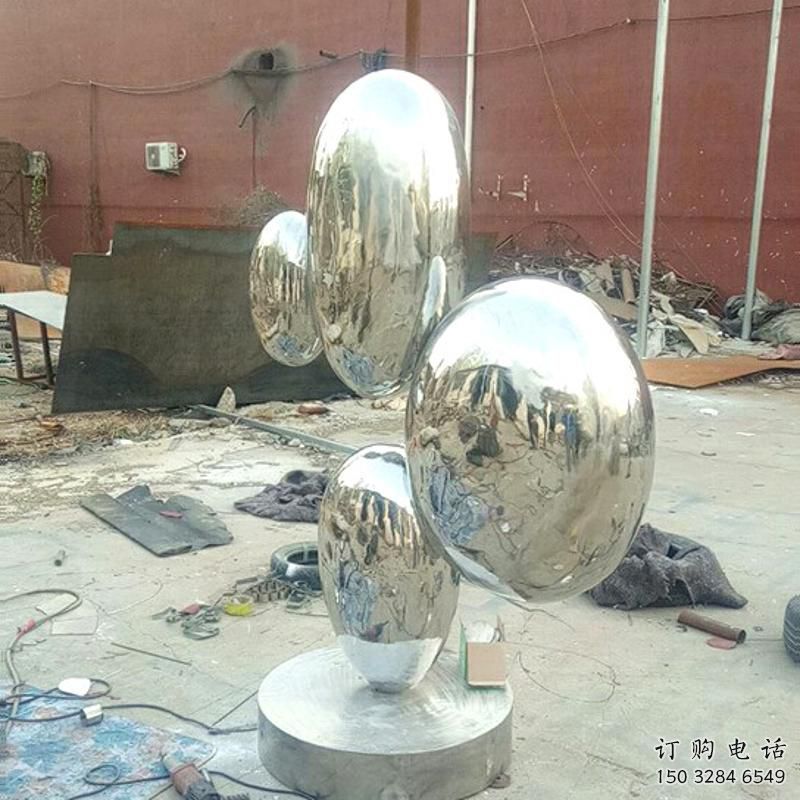 鏡面雞蛋雕塑廠家 抽象大型擺件  大型不銹鋼雞蛋雕塑制作