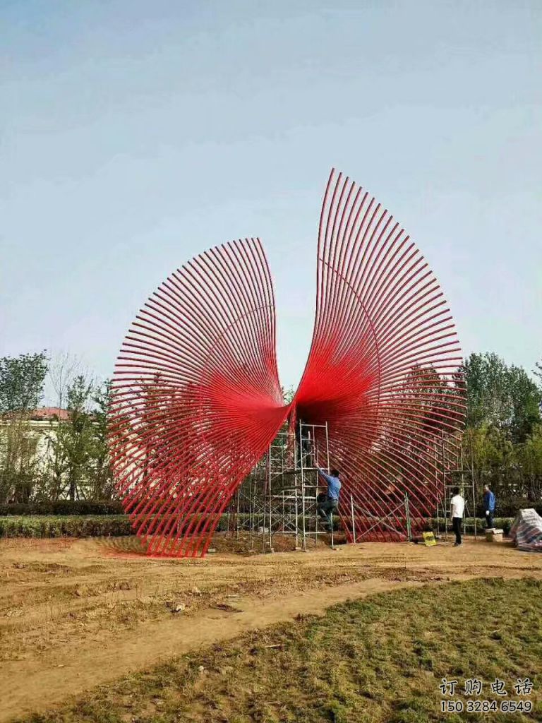 彩繪鳳尾雕塑廠家 公園廣場擺件 街頭不銹鋼鳳尾雕塑生產(chǎn)