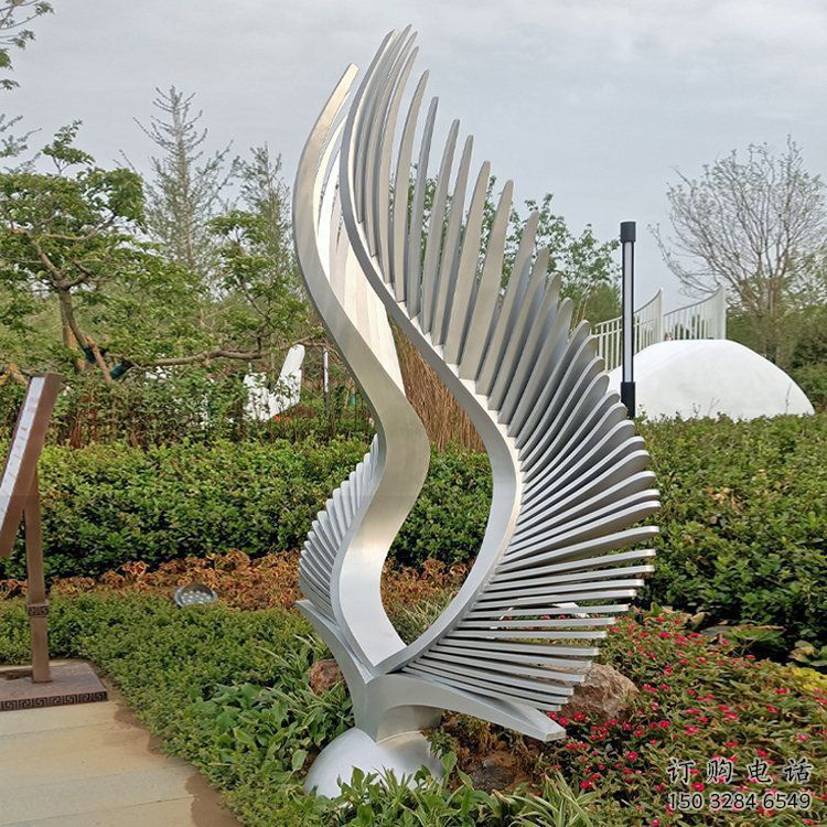 草地鳳尾雕塑廠家 現代小品 大型不銹鋼鳳尾雕塑加工