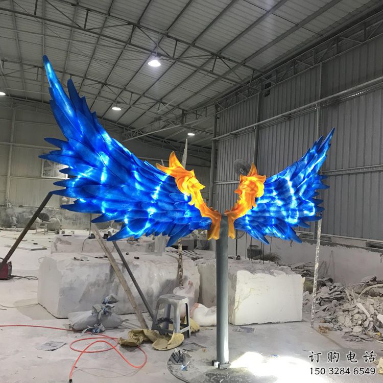 別墅區鳳尾雕塑廠家 大型現代擺件 烤漆不銹鋼鳳尾雕塑制作