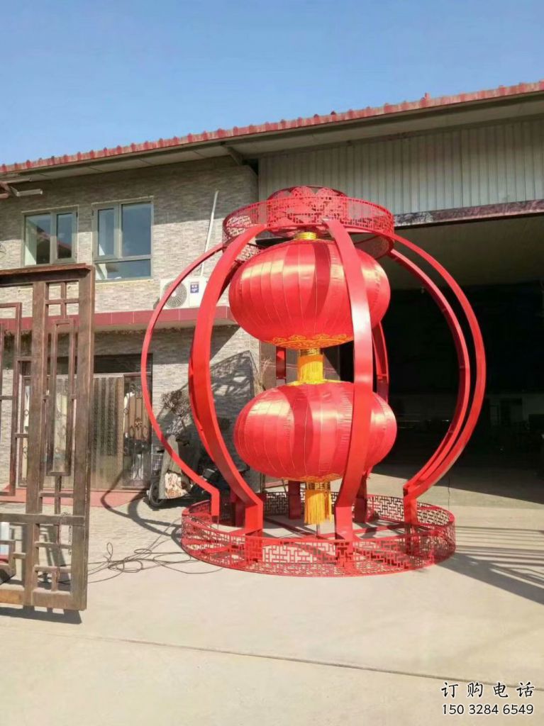 創意燈籠雕塑廠家 烤漆小品 公園不銹鋼燈籠雕塑生產