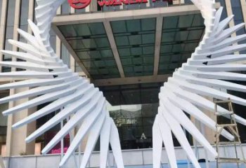 大門口鳳尾雕塑廠家 發(fā)光小品 現(xiàn)代不銹鋼鳳尾雕塑生產(chǎn)