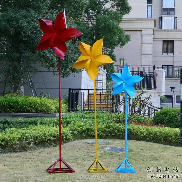大型商場風車雕塑廠家 現代擺件  烤漆不銹鋼風車雕塑生產