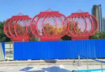 拉絲燈籠雕塑廠家 鏤空創意擺件 別墅區不銹鋼燈籠雕塑