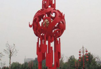 仿古燈籠雕塑廠家 創意小品 房地產不銹鋼燈籠雕塑