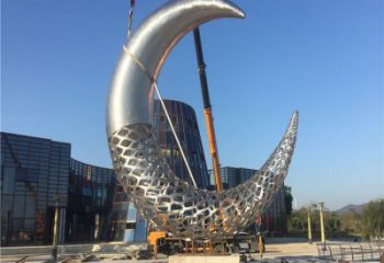創意月亮雕塑廠家 現代鏤空小品 公園不銹鋼月亮雕塑生產