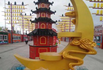 烤漆月亮雕塑廠家 戶外小品 創意不銹鋼月亮雕塑