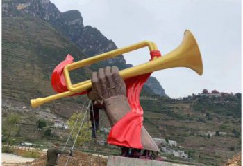 創(chuàng)意號角雕塑廠家 戶外小品 公園不銹鋼號角雕塑