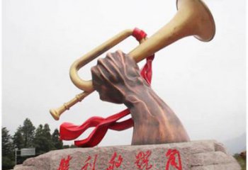 噴漆沖鋒號(hào)雕塑廠家 中式村口小品 廣場(chǎng)不銹鋼沖鋒號(hào)雕塑