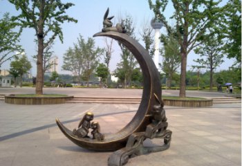 中式月亮雕塑廠家 現代廣場小品 游樂場不銹鋼月亮雕塑生產