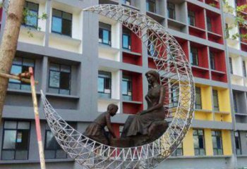 鏤空月亮雕塑廠家 中式擺件 大型不銹鋼月亮雕塑生產