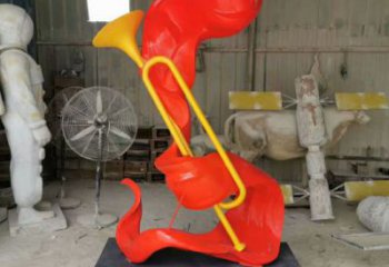 廣場號角雕塑廠家 黨建小品 烤漆不銹鋼號角雕塑生產