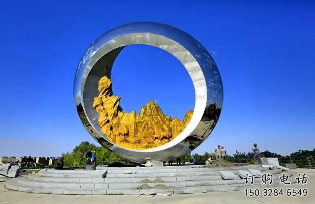 房地產圓月雕塑廠家 現代擺件 鍛造不銹鋼圓月雕塑生產