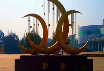 中式月牙形雕塑廠家 烤漆小品 游樂(lè)場(chǎng)不銹鋼月牙形雕塑