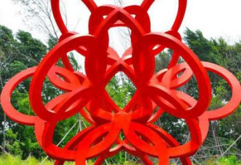 中式雙環雕塑廠家 烤漆公園小品 戶外不銹鋼雙環雕塑生產