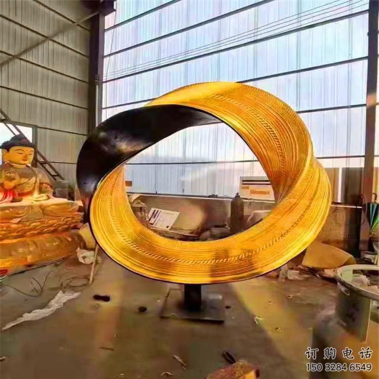 鍍金圓圈雕塑廠家 廣場擺件 大型不銹鋼圓圈雕塑生產
