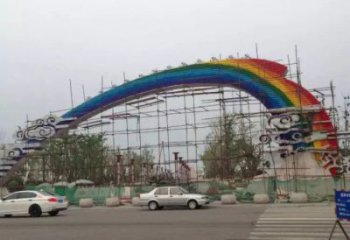 彩繪拱門雕塑廠家 懸空擺件 街頭不銹鋼拱門雕塑生產