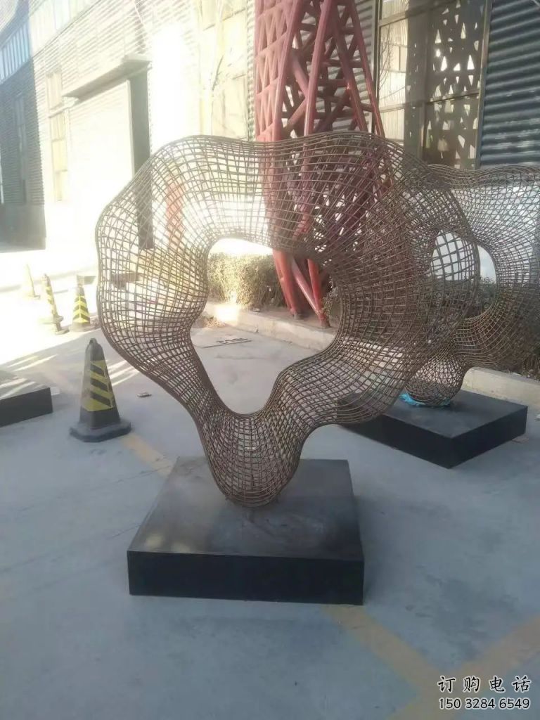 大型商場彩帶雕塑廠家 抽象擺件 鏤空不銹鋼彩帶雕塑制作