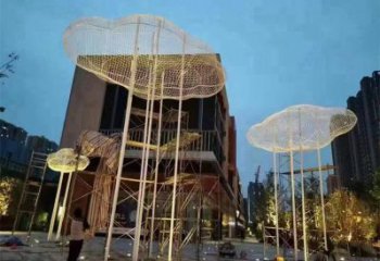 創意云梯雕塑廠家 鏤空小品 公園不銹鋼云梯雕塑生產