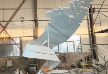 噴漆飄帶雕塑廠家 中式村口小品 大型不銹鋼飄帶雕塑生產