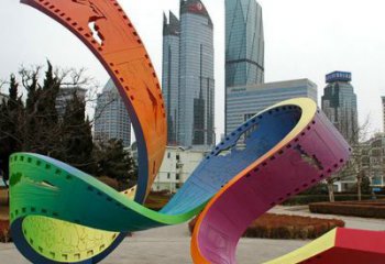 拉絲絲帶雕塑廠家 鏤空創意擺件 別墅區不銹鋼絲帶雕塑價格