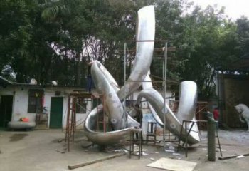 幾何絲帶雕塑廠家 創意小品 大門口不銹鋼絲帶雕塑生產