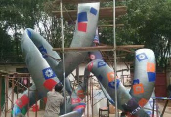 中式飄帶雕塑廠家 烤漆小品 游樂場不銹鋼飄帶雕塑生產