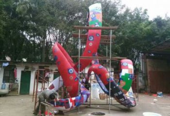 步行街彩帶雕塑廠家 游樂場小品 大型不銹鋼彩帶雕塑生產