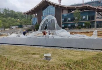 庭院絲帶雕塑廠家 戶外小品 鏤空不銹鋼絲帶雕塑生產