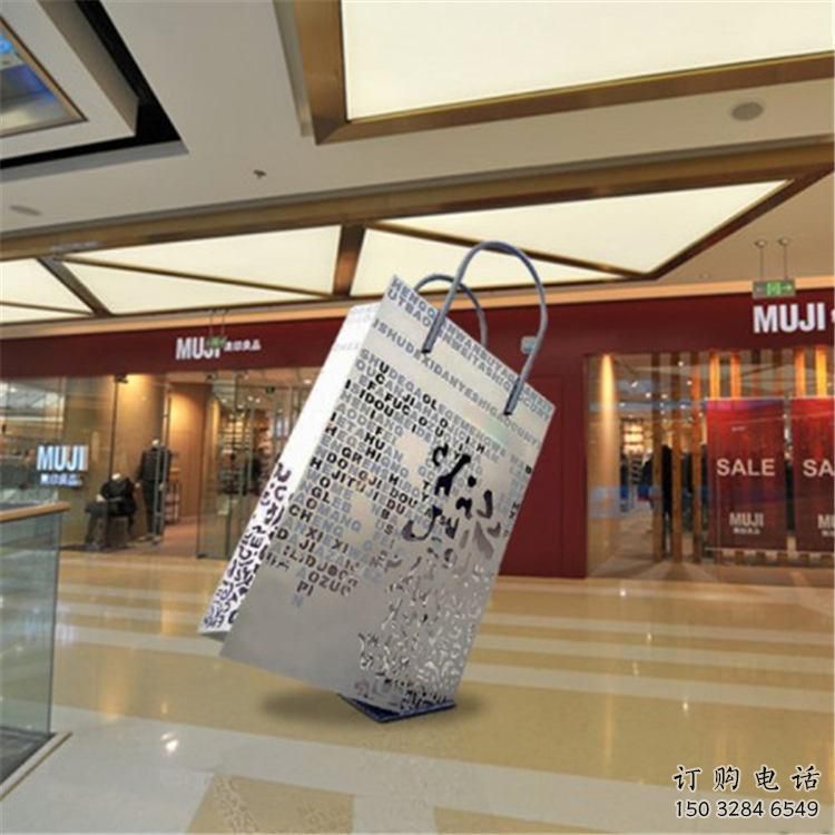 步行街提包雕塑廠家 戶外小品 抽象不銹鋼提包雕塑制作