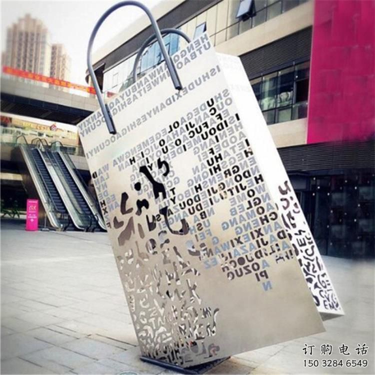 鏡面手提包雕塑廠家 烤漆擺件 大型不銹鋼手提包雕塑