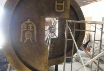噴漆古幣雕塑廠家 中式村口小品 現(xiàn)代抽象古幣雕塑制作