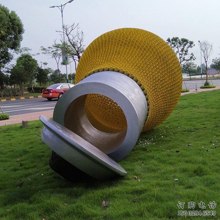 幾何電燈泡雕塑廠家 創意小品 現代不銹鋼電燈泡雕塑